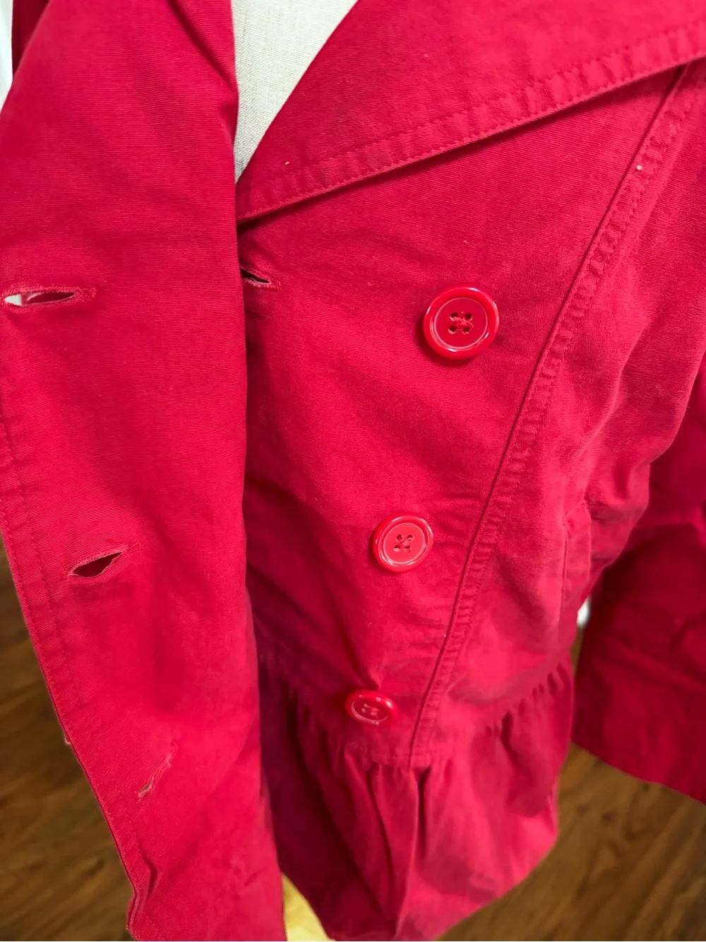 ❤️ Gymboree Peacoat 100% Cotton Red Double-Breasted Heart Print Lining Classic